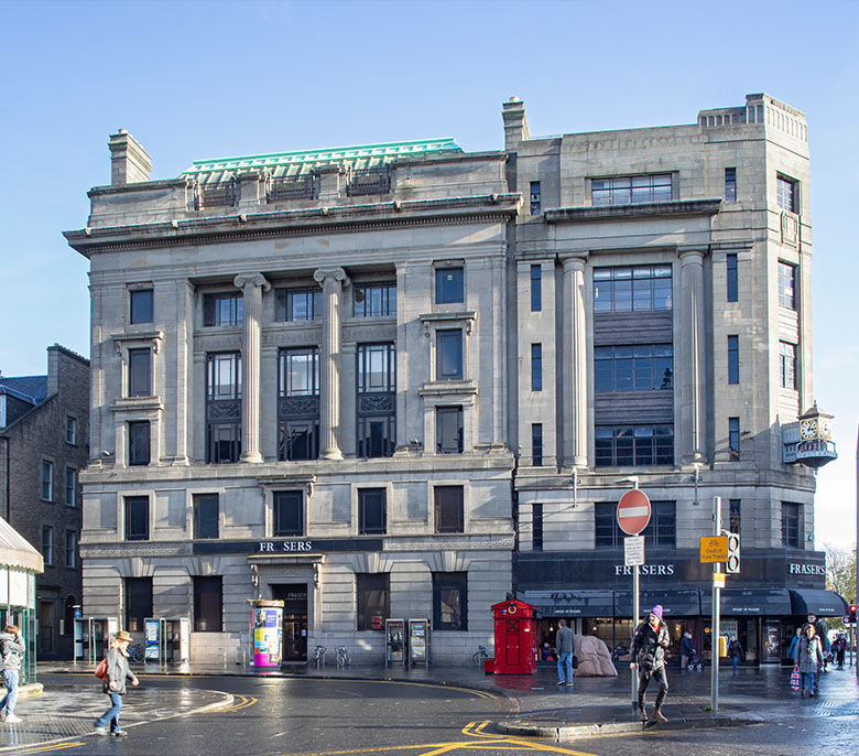 view of art deco building where floors don't quite match up.