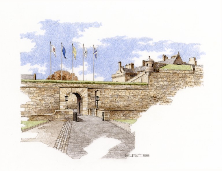 A drawing of the outer defences, Stirling Castle.