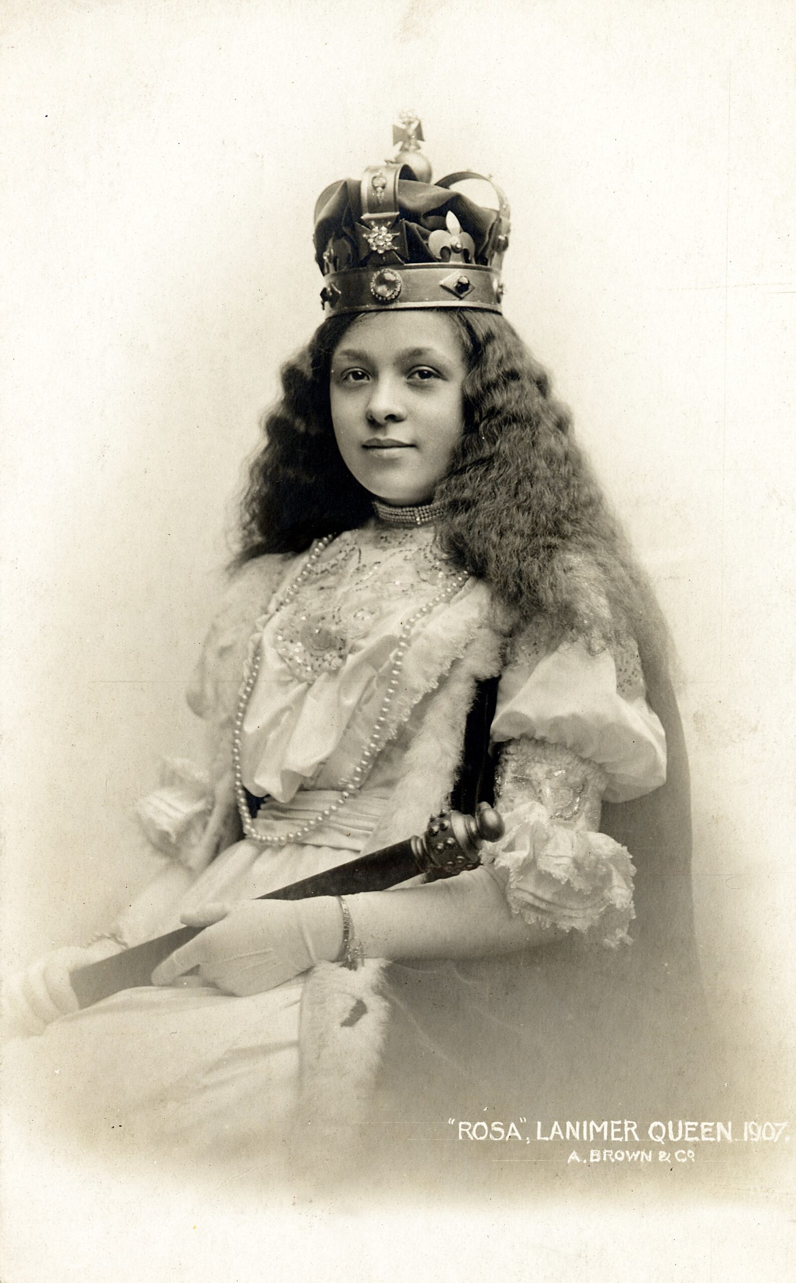 Archive photo of Italian Scot Maria Rosa Minchella wearing a crown and scepter and a long dress