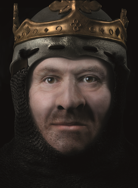 A digital model of Robert the Bruce's face with clear skin