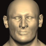 A screengrab from the digital reconstruction showing the completed depiction of Bruce's face, ready for facial hair and other details to be added.