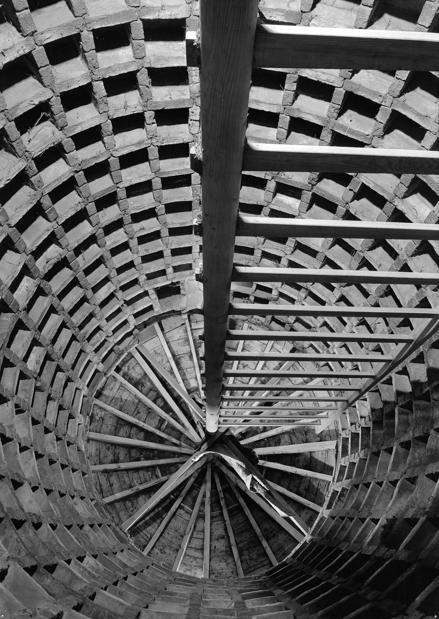 Interior view of a doocot - black and white archive photo