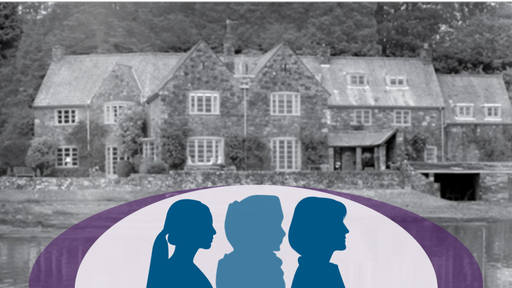 A photo of House on the Shore with silhouettes of three women at the bottom.