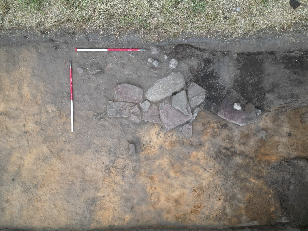 Drone shot of stones excavated.