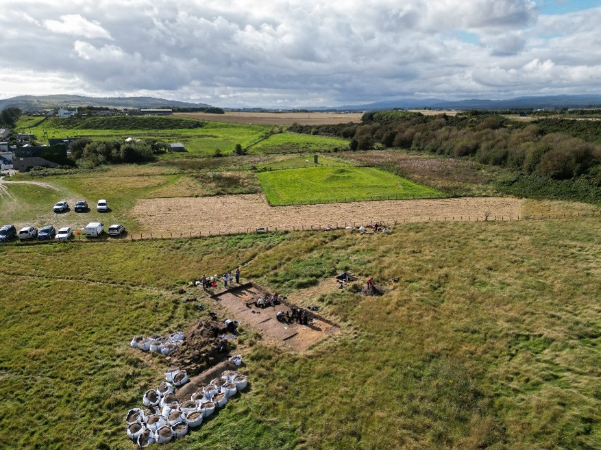 Fields with archaeological dig. 