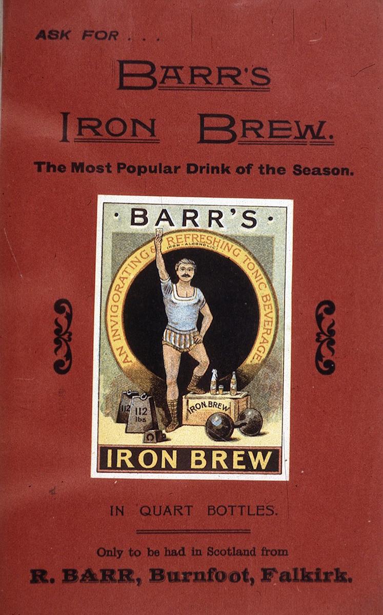 Old fashioned print advertisement for Barr's Iron Brew.